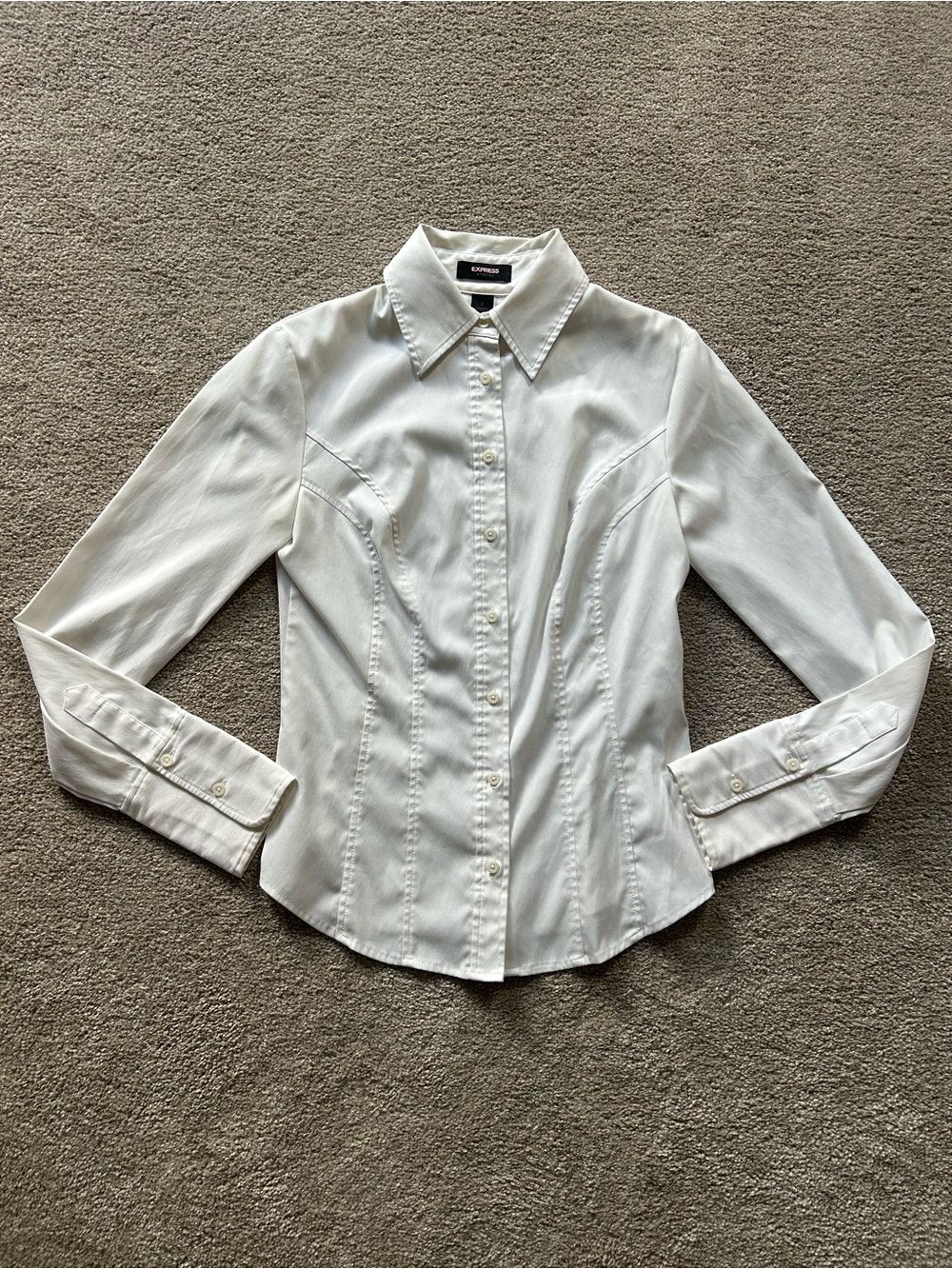 Vintage express white tailored stretch button down shirt